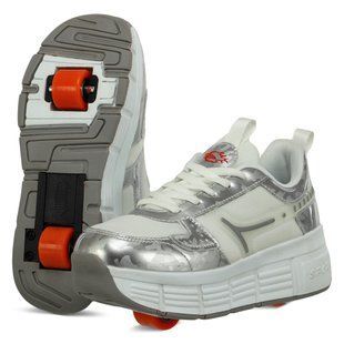 Роликовые кроссовки на двух колесах Huoleguo OB-3410 размер 37 цвет белый-серый