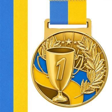 Медаль спортивна зі стрічкою Zelart UKRAINE з українською символікою C-6834 колір бронзовий