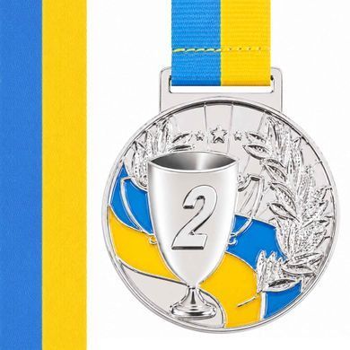Медаль спортивна зі стрічкою Zelart UKRAINE з українською символікою C-6834 колір бронзовий