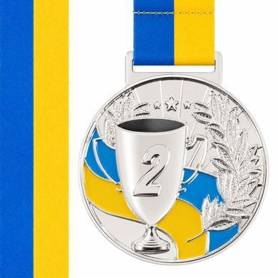 Медаль спортивная с лентой Zelart UKRAINE с украинской символикой C-6833 цвет бронзовый