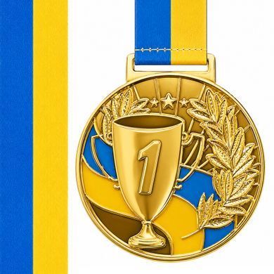 Медаль спортивная с лентой Zelart UKRAINE с украинской символикой C-6833 цвет бронзовый