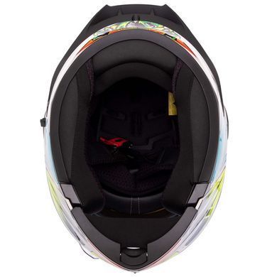 Мотошолом модуляр (flip-up) QKE M-8517 розмір XL колір білий-синій-зелений
