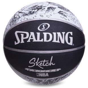 М'яч баскетбольний гумовий SPALDING Sketch Series 83534Z розмір 7 чорний-білий