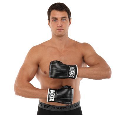 Снарядные перчатки-блинчики для бокса искусственная кожа BOXER 2015 размер L цвет черный