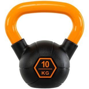 Гиря тренировочная цельная обрезиненная с окрашенной ручкой LiveUp Urethane competition kettlebell UAZE5336-10 вес 10кг черный-оранжевый