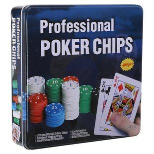 Набор для покера в металлической коробке Professional Poker chips Zelart IG-8654 400 фишек