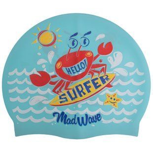 Шапочка для плавання силіконова юніорська MadWave Junior SURFER M057912 колір блакитний