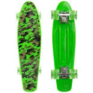 Пенни борд Penny Board круизер пластиковый со светящимися колесами 22" FISH SK-881-12 оливковый
