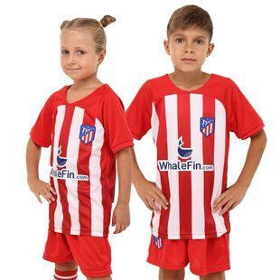 Форма футбольна дитяча із символікою футбольного клубу ATLETICO MADRID домашня Zelart CO-6357 розмір 20, вік 6років, зріст 110-115