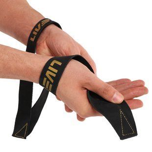 Лямки для тяги вісімки Figure 8 для штанги та важких тренувань POWER STRAP LiveUp LP8772 колір чорний-золотий