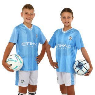 Форма футбольна дитяча із символікою футбольного клубу MANCHESTER CITY домашня 2024 Zelart CO-7184 розмір XS-22, зріст 116 колір блакитний-білий