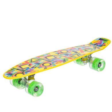 Пенни борд Penny Board круизер пластиковый со светящимися колесами 22" FISH SK-881-1 желтый