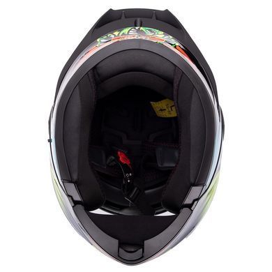 Мотошолом модуляр (flip-up) QKE M-8518 розмір M колір чорний-блакитний-жовтий