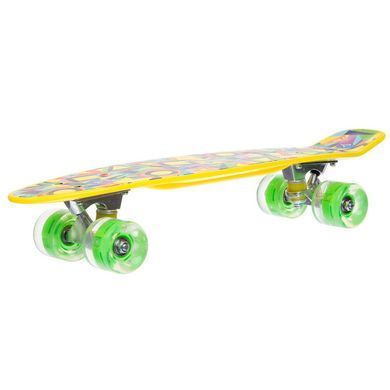 Пенни борд Penny Board круизер пластиковый со светящимися колесами 22" FISH SK-881-1 желтый