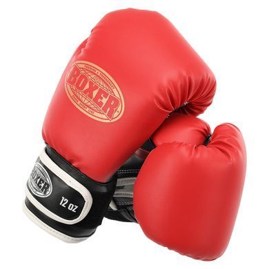 Перчатки боксерские на липучке искусственная кожа BOXER Элит 2022 размер 14 унции цвет черный