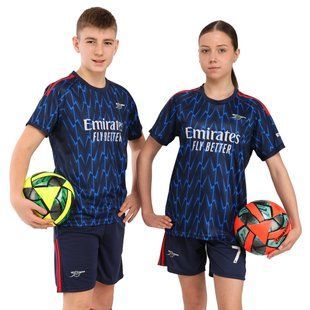 Форма футбольна дитяча із символікою футбольного клубу ARSENAL гостьова 2026 Zelart CO-7350 розмір 28, зріст 145-150 колір синій-чорний