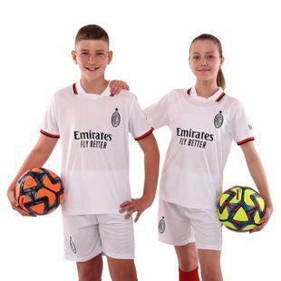 Форма футбольна дитяча із символікою футбольного клубу AC MILAN гостьова 2025 Zelart CO-4745 розмір 22, вік 8років, зріст 120-125 колір білий