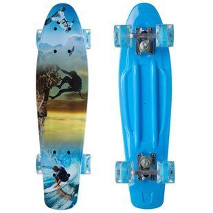 Пенни борд Penny Board круизер пластиковый со светящимися колесами 22" FISH SK-881-3 синий