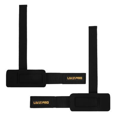 Бинты кистевые с лямкой для жима и тяги LiveUp LP8770 цвет черный-золотой