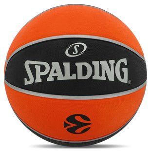 Мяч баскетбольный резиновый SPALDING TF 150 EURO TURK 84506Z цвет черный-оранжевый