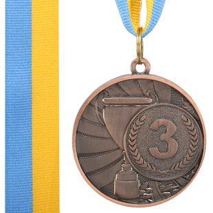 Медаль спортивна зі стрічкою CUP Zelart C-6208 колір бронзовий