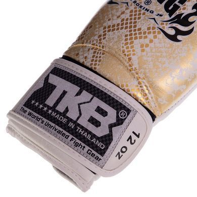 Перчатки боксерские кожаные TOP KING Super Snake TKBGSS-02 размер 18 унции цвет черный-золотой