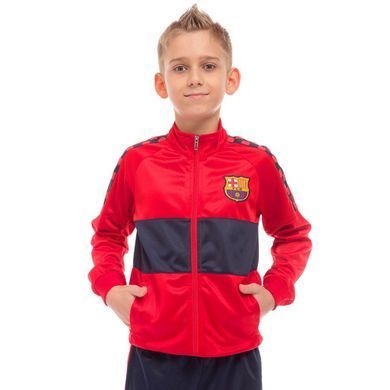 Костюм спортивний дитячий із символікою футбольного клубу BARCELONA кофта на блискавці та штани LIDONG LD-6130K-BS розмір 28, зріст 135-140 колір темно-синій-бордовий