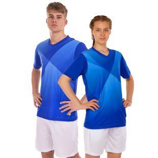 Форма футбольна комплект футболка та шорти Zelart CO-1902 розмір 2XL колір синій-білий