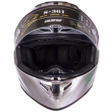 Мотошолом інтеграл (full face) GSB GSB-361 розмір XL колір сірий-білий