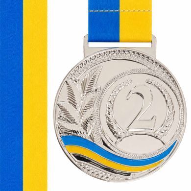 Медаль спортивна зі стрічкою Zelart UKRAINE з українською символікою C-6826 колір золотий