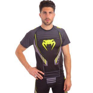 Рашгард с коротким рукавом мужской VNM TECHNICAL 2.0 CO-8140 M-2XL черный-серый-салатовый