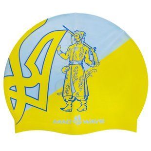 Шапочка для плавання силіконова для дорослих MadWave UKRAINE M055304 жовтий-блакитний