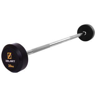 Штанга нерозбірна з фіксованою вагою пряма гумова Zelart Rubber Coated Barbell TA-2685-20 довжина-95см 20кг чорний