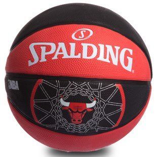 М'яч баскетбольний гумовий SPALDING NBA Team BULL OUTDOOR 83173Z розмір 7 червоний-чорний