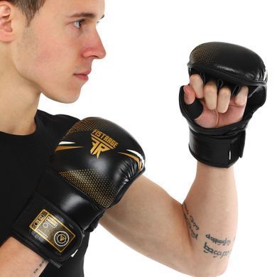 Перчатки Крабы спаринговые для MMA FISTRAGE VL-4158 размер XL цвет черный-золотой