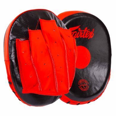Міні-лапа боксерська зігнута тренувальна шкіра FAIRTEX BO-9483 колір чорний-жовтий