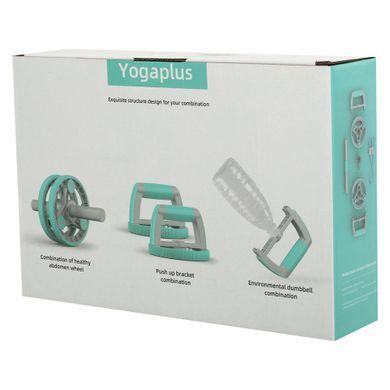 Колесо для преса 3 в 1 універсальний компактний фітнес-набір Multipurpose compact fitness set Yogaplus FI-9377 колір сірий-рожевий