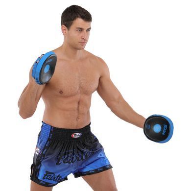 Міні-лапа боксерська зігнута тренувальна шкіра FAIRTEX BO-9483 колір чорний-жовтий