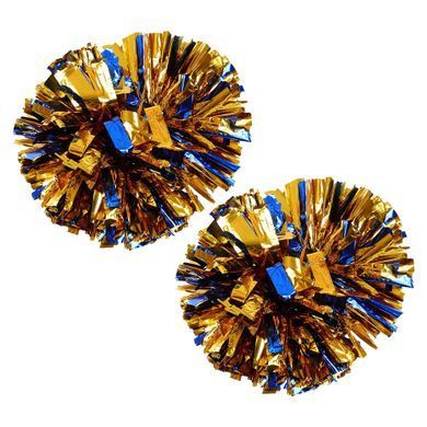 Помпоны-гантели круглые блестящие для чирлидинга и танцев Zelart Pom-Poms C-0863 цвет синий-золотой