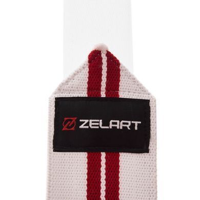 Бинты кистевые для жима STRENGTH WRIST WRAPS Zelart SB-167071 2штуки белый-красный