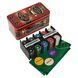 Набор для покера в металлической коробке Poker game set Zelart 6620H 200 фишек