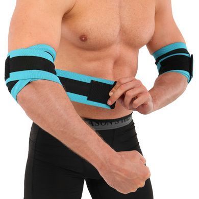 Бинты на локти для жима ELBOW WRAPS LiveUp LP8725 цвет синий-черный