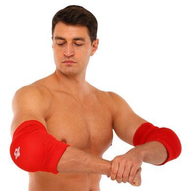 Налокотники спортивные с фиксирующим ремнем HARD TOUCH CO-8897 размер S цвет красный