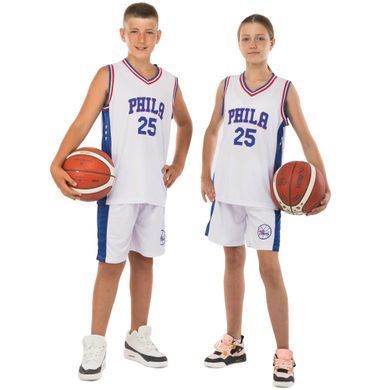 Форма баскетбольная детская NBA клуб Philadelphia 76ers 25 BA-0927 размер S цвет синий-белый