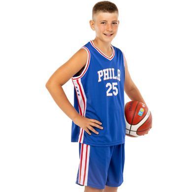 Форма баскетбольная детская NBA клуб Philadelphia 76ers 25 BA-0927 размер S цвет синий-белый