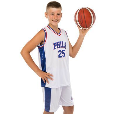 Форма баскетбольная детская NBA клуб Philadelphia 76ers 25 BA-0927 размер S цвет синий-белый
