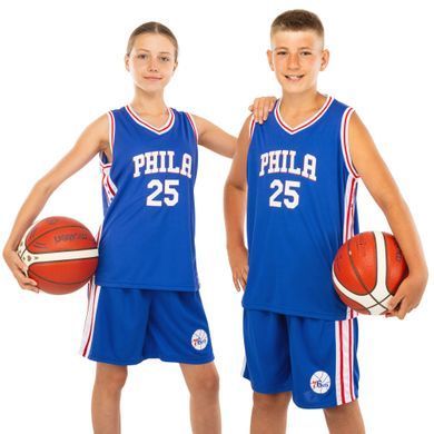 Форма баскетбольная детская NBA клуб Philadelphia 76ers 25 BA-0927 размер S цвет синий-белый