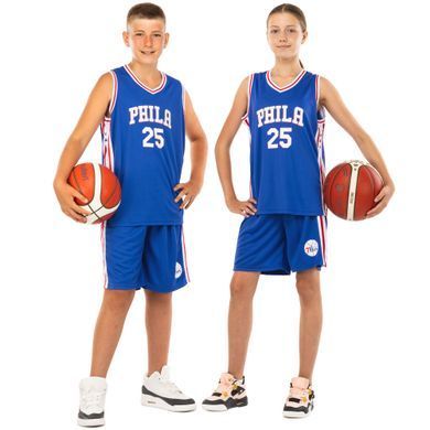 Форма баскетбольная детская NBA клуб Philadelphia 76ers 25 BA-0927 размер S цвет синий-белый