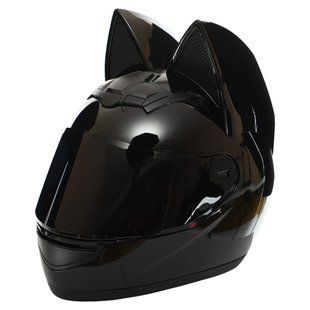 Мотошлем интеграл (full face) Мото Кото с ушками NITRINOS NEKO HNJ M-9412 размер M (54-56) цвет черный