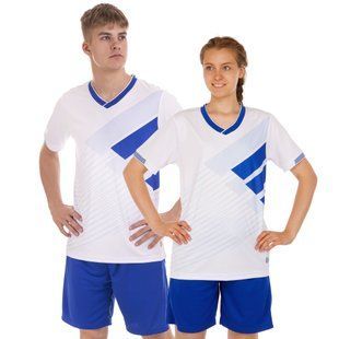 Форма футбольна комплект футболка та шорти Zelart CO-2005 розмір S колір білий-синій